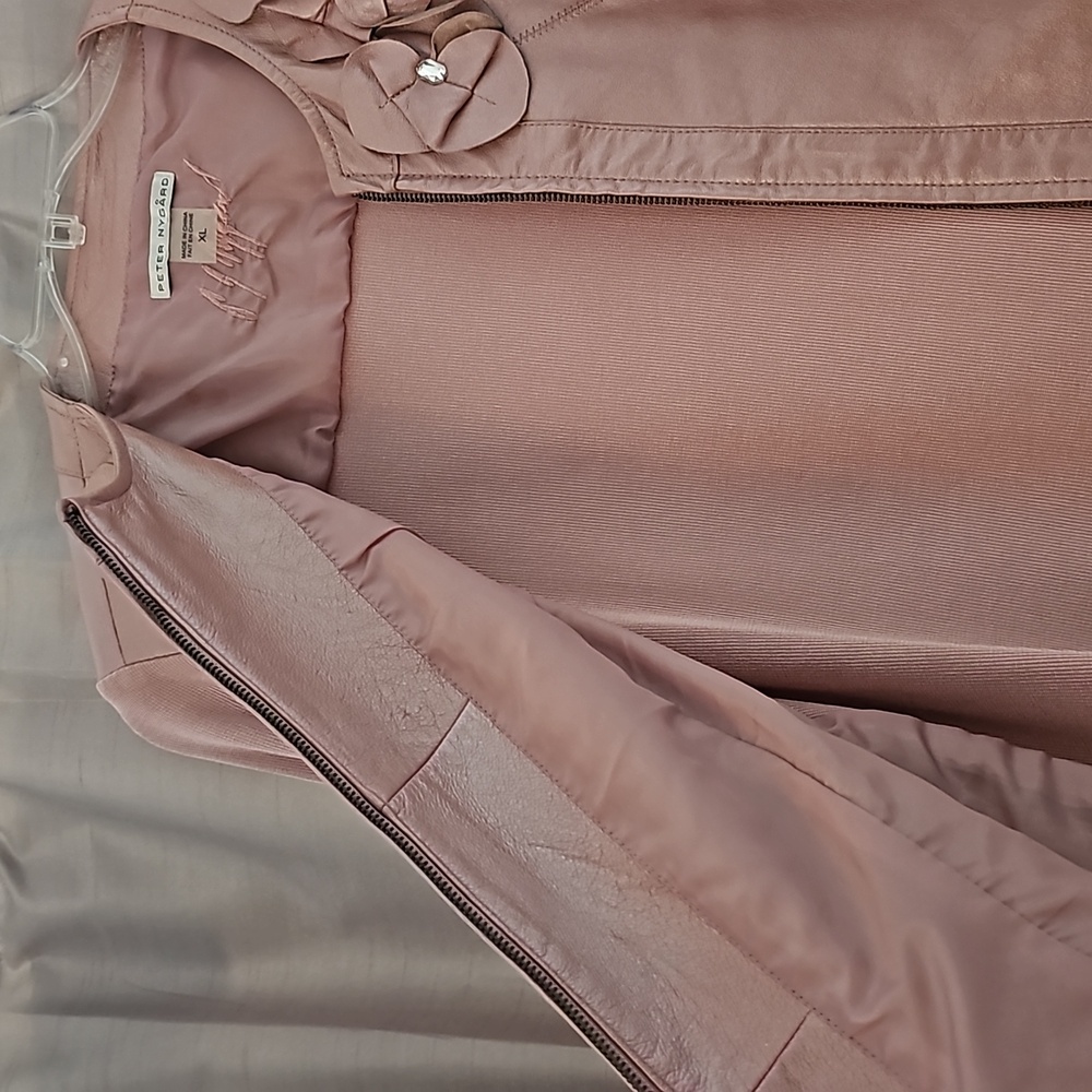 Peter Nygard Pink Leather/Knit Jacket - Picture 3 of 7